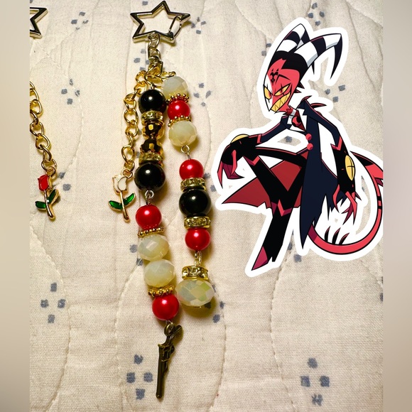 Helluva Boss Inspired Stolas & Blitzo Matching Keychain Purse Charm Star Clip - Picture 3 of 7
